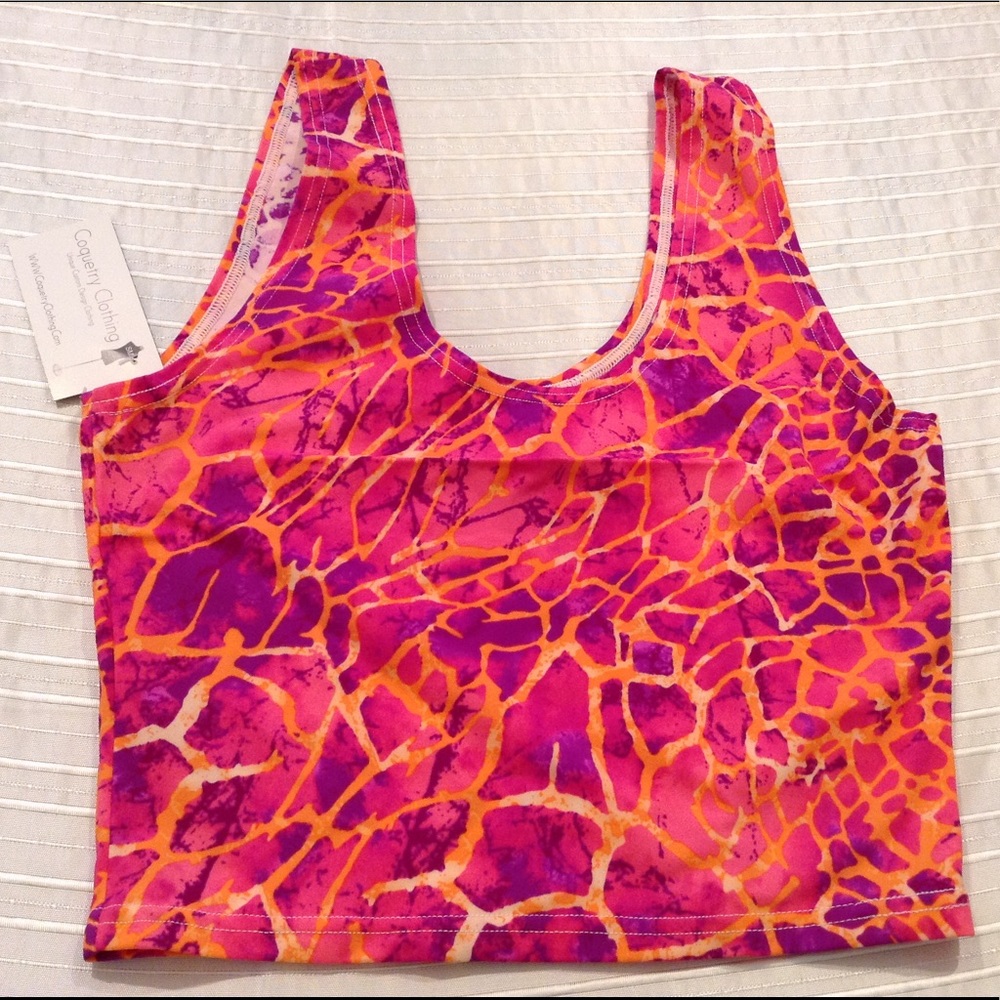 Multicolored Pink Spandex Tank Crop Top